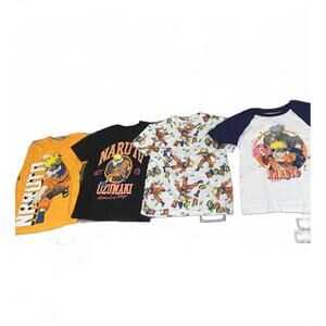Naruto Uzumaki Crew Neck Short Sleeve 4pk Boy's Tees Size S(6/7)